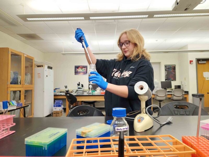 Rachel Bender in a laboratory